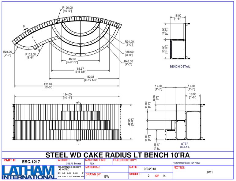 10' Radius 42" Steel Wedding Cake Step w/ Right Bench